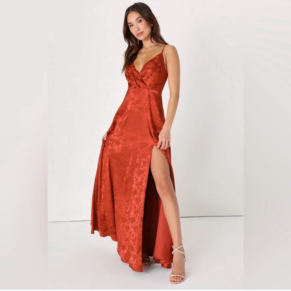 Lulu's Rust Maxi Dress with Slit
